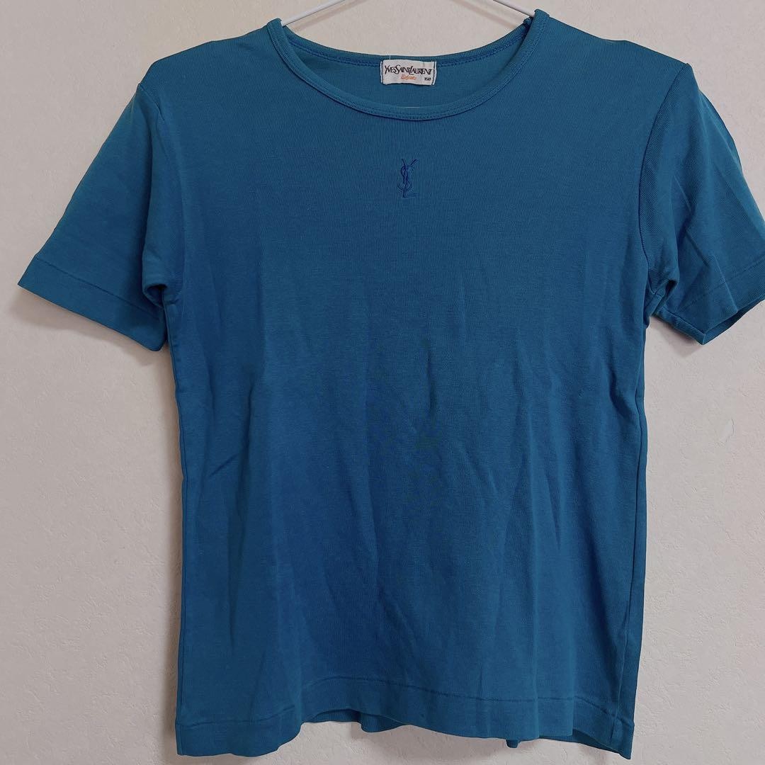 T shirt Yves Saint Laurent donna marca S blu vivo abbigliamento elegante comoda