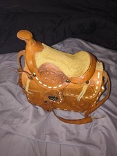 Handmade Artisan Hand Tooled Mexican Leather and Sheepskin Saddle Shoulder Bag