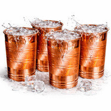 100% Pure Copper Water Glass Set of 4 For Yoga Ayurveda Health Benefits 300 ml