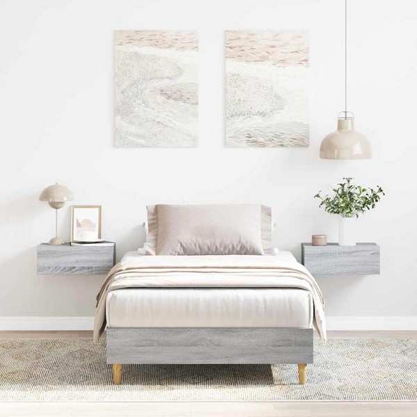 Bettgestell 90X200 Cm Grau Sonoma Holzwerkstoff-image