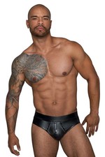 Noir Handmade Men's H065 Power Wetlook Shorts  Zip Hotpants