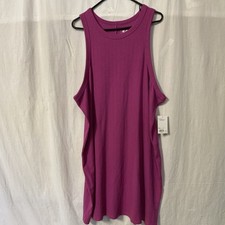 Juniors' Plus Size SO High Neck Ribbed Tank Dress Size 3X Magenta