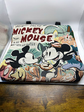 Disney Vintage Motif Tapestry Woven Fabric Zipper Tote bag w/ matching pouch