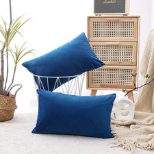 Decorative Throw Pillow Covers Velvet 12x20 Inch 20" x 12" Pack of 2 Blue