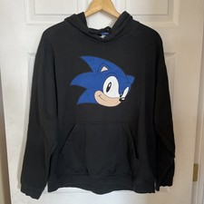 Vintage Sonic the Hedgehog Hoodie Y2K 90s SEGA Licensed Black Sweatshirt Sz M/L