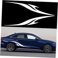 2Pcs 63'' Wave Flame Graphics Stickers Car Body Side Decals Racing White