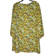 Modcloth Retro 60s Bright Green Yellow Floral Daisy Shift Dress size XL