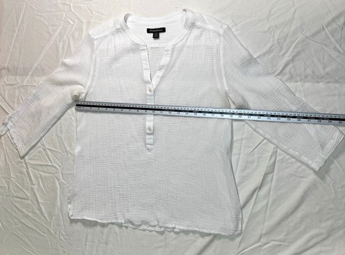 Tommy Bahama, Tommy Bahama Womens White Cotton Knit Collared Button Front Blouse Size L