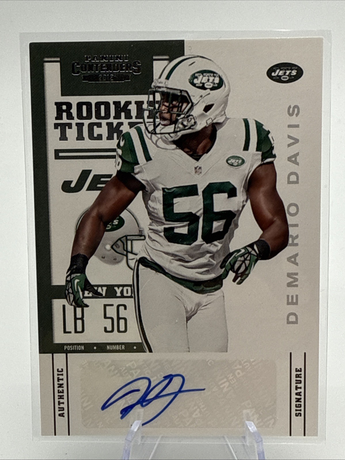 2012 PANINI CONTENDERS DEMARIO DAVIS #127 RC ROOKIE TICKET AUTO NEW YORK JETS