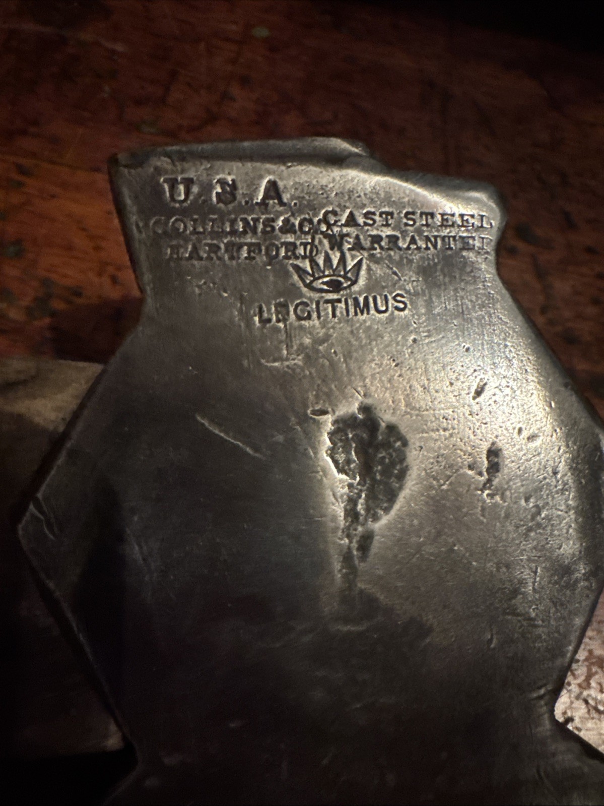 Rare Collins & Co. Hewing Broad Axe Legitimus Crown Arm & Hammer Logo Hartford