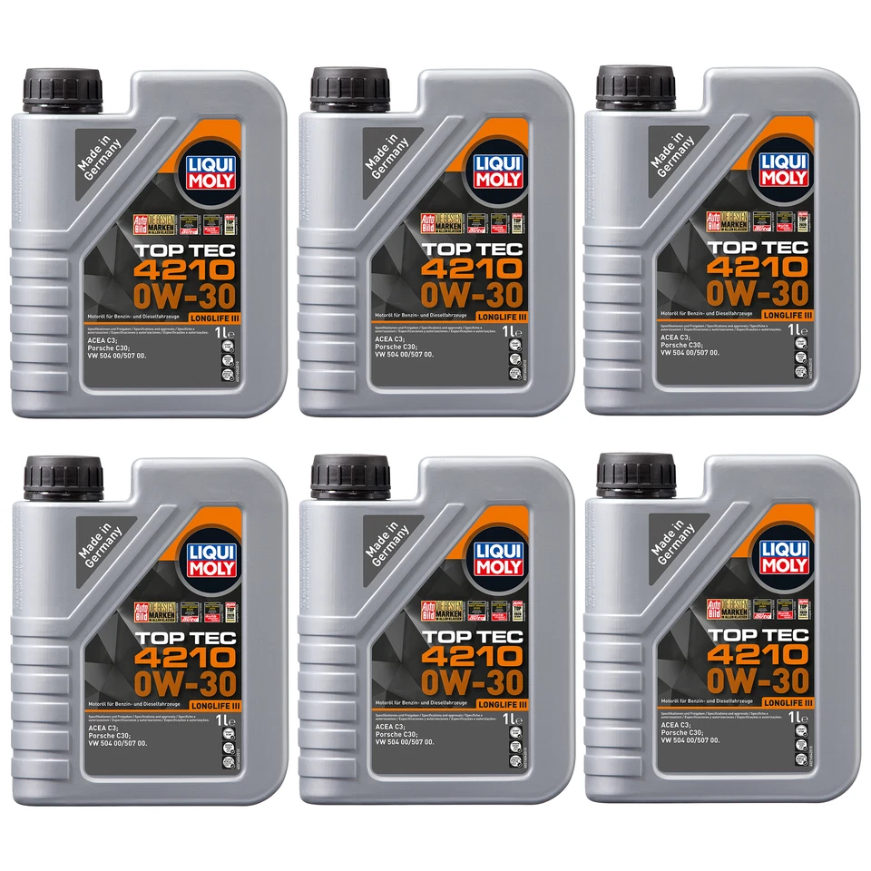 LIQUI MOLY Top Tec 0W-30 6L huile moteur pour Acea C3 VW 504 00/507 00 Porsche - Photo 1/1