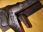 Antique Cast Iron Nut Cracker Hand Primitive on Wood Board PS & W CO. NO. 12 — photo 1
