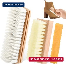 3Pcs Suede Shoe Brush and Eraser Set, Rubber Cleaning Brush for Leather
