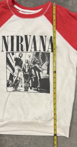 Nirvana Band Lightweight Crewneck Sweatshirt Baseball Raglan Womens Size XS - Picture 4 of 5