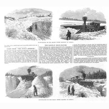 CANADA Snow Plough on the Grand Trunk Railway Antique Print 1870