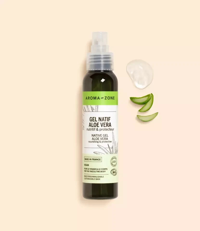 Gel d'aloe vera bio Aroma Zone soin hydratant naturel pour cheveux et visage