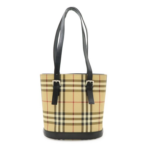 Burberry Nova Check PVC Leather Bucket Tote Bag Beige Black Bordeaux Shoulder