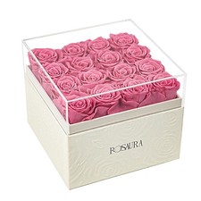 Square Preserved Roses Gift Box - Real Forever Flowers in Clear Acrylic Lid, ...