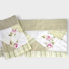 2 Croscill Cecilia Roses and Eyelet Lace Valances Cottage Patchwork 86"x18"
