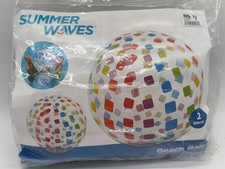 Summer Waves 2-Pack 42"/20" Beach Balls With Multicolor Geometric Design