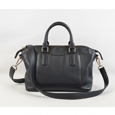 Tory Burch Meyer Plaque Large Black Pebbled Leather Tote Shoulder Bag Gold HW