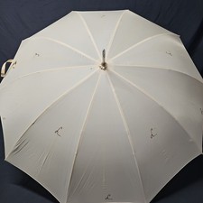 Vintage Cream Umbrella With Cursive L And Fancy Handle Design