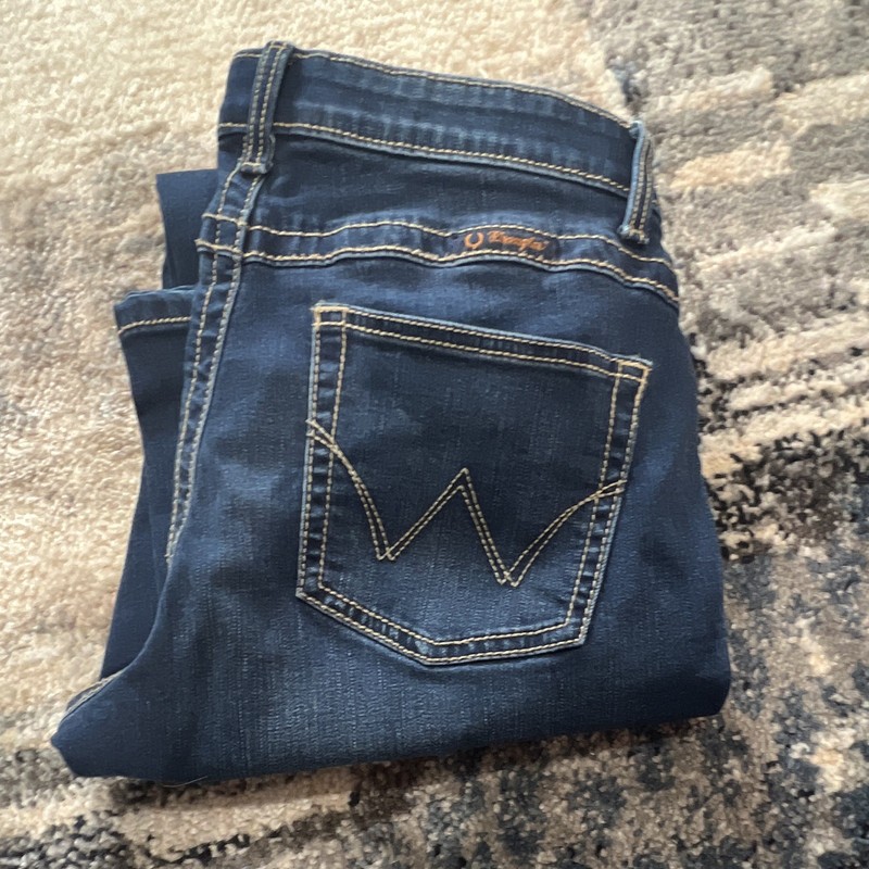 Wrangler Q-Baby Women’s Dark Wash Blue Bootcut Mid Rise Stretch Denim 10WRQ20NR