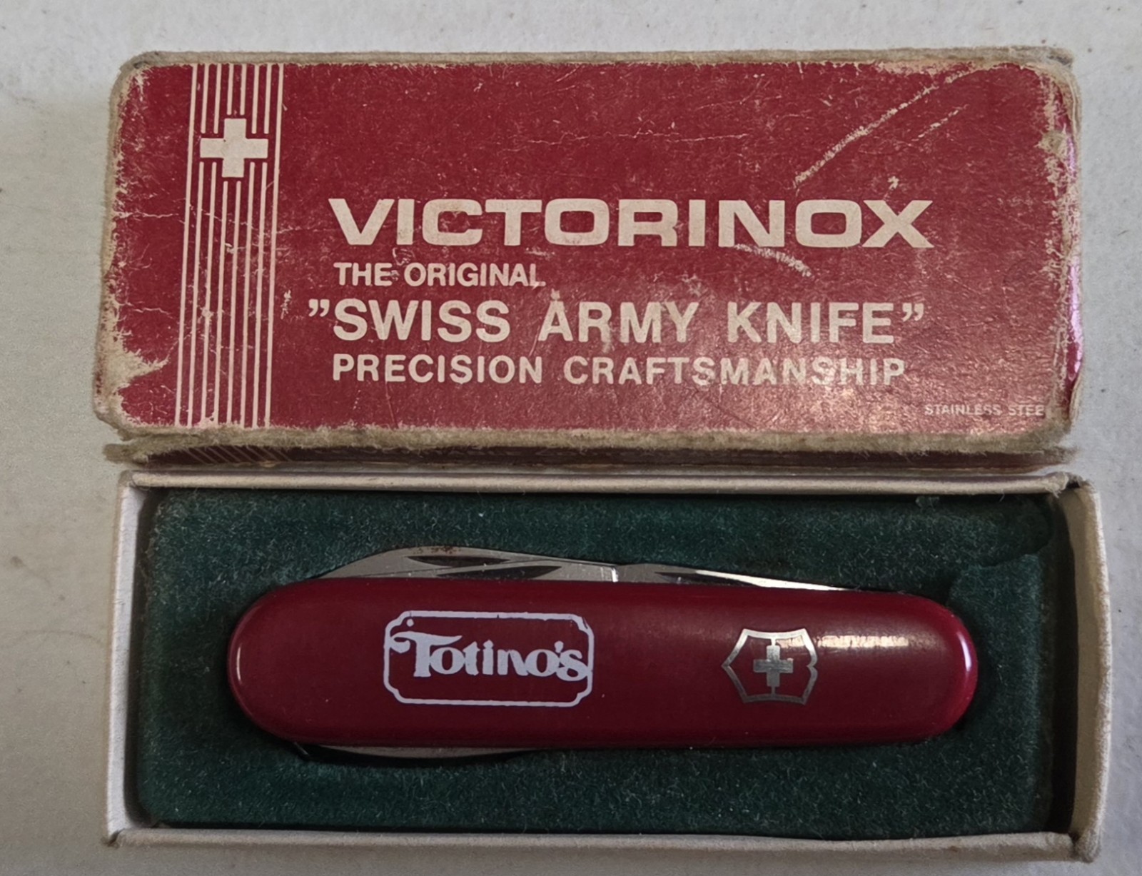 Vintage Victorinox Swiss Army Standard Red Knife Totino's - Original Box - 1980s