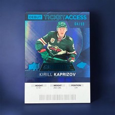 2020-21 Credentials Kirill Kaprizov Debut Ticket Access Blue /99 Minnesota Wild