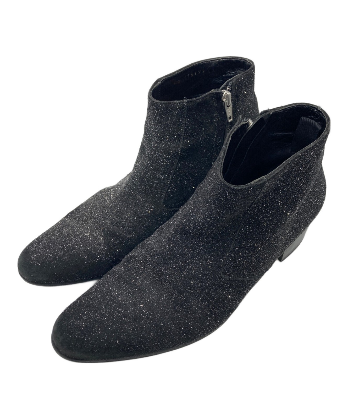 Stivali Saint Laurent Paris con zip laterale glitterati neri taglia:43