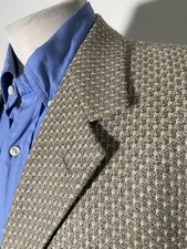 Versace Iconic 1980 s Brown Woven Broken Check Birdseye wool Blazer 42R Tweed