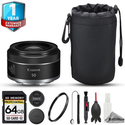 Canon RF 50mm f/1.8 STM Lens - 8pc 64GB Memory Bundle + 1 Yr Warranty