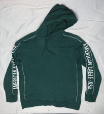 AMERICAN EAGLE MENS SWEATSHIRT LARGE GREEN HOODIE COTTON TERRY 2018 HOODED