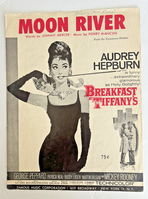 Moon River Piano Sheet Music Mercer Mancini Breakfast Audrey Hepburn 1961