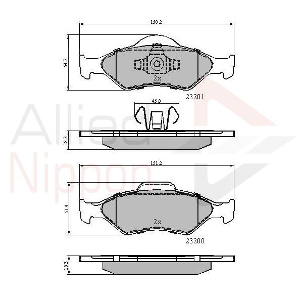 Brake Pad Set For Disc Front Fits Ford Courier Ka Mazda ALLIED NIPPON ADB0899