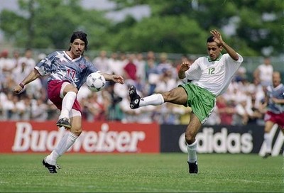 Sami Al Jaber of Saudia Arabia against Marcelo Balboa USA The game- Old Photo