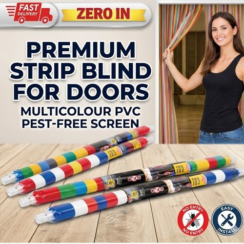Coloured PVC Strip Blind Fly Door Curtain Indoor Flying Insect Screen 90cm x 2M - Picture 1 of 7