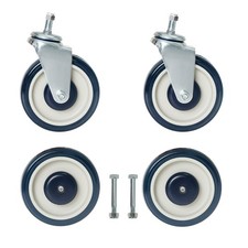 4 Pack 5" TPU Shopping Cart Wheels, 2 Stemless 2 Threaded
