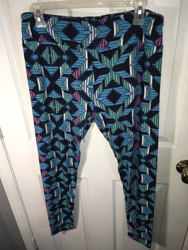 Legging LULAROE Taille S/M - Bleu Marine/Marron - Motif Étoiles Et Quilt - Neuf