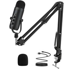 Haomuren USB Podcast Microphone Kit Condenser Mic with Boom Arm for PC Studio