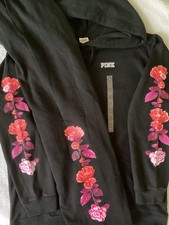 Victoria's Secret PINK Floral Roses Flowers Hoodie L Joggers Pants M Set NWT