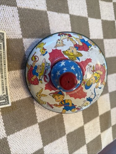 Vintage Ohio Art Spinning Top Tin Toy  Children & Animals