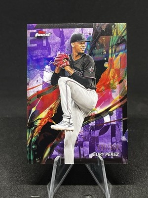 2024 Topps Finest Eury Perez Purple Refractor #87  Miami Marlins 131/250