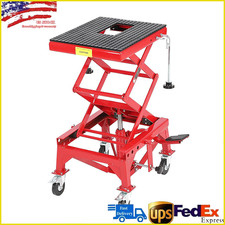Hydraulic Motorcycle Lift Table 350 Lbs Dirt Bike Scissor Jack Stand 4 Wheels