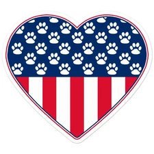 USA Flag Dog Paw Prints - Vinyl Decal Sticker - Car Window Laptop - ebn9206