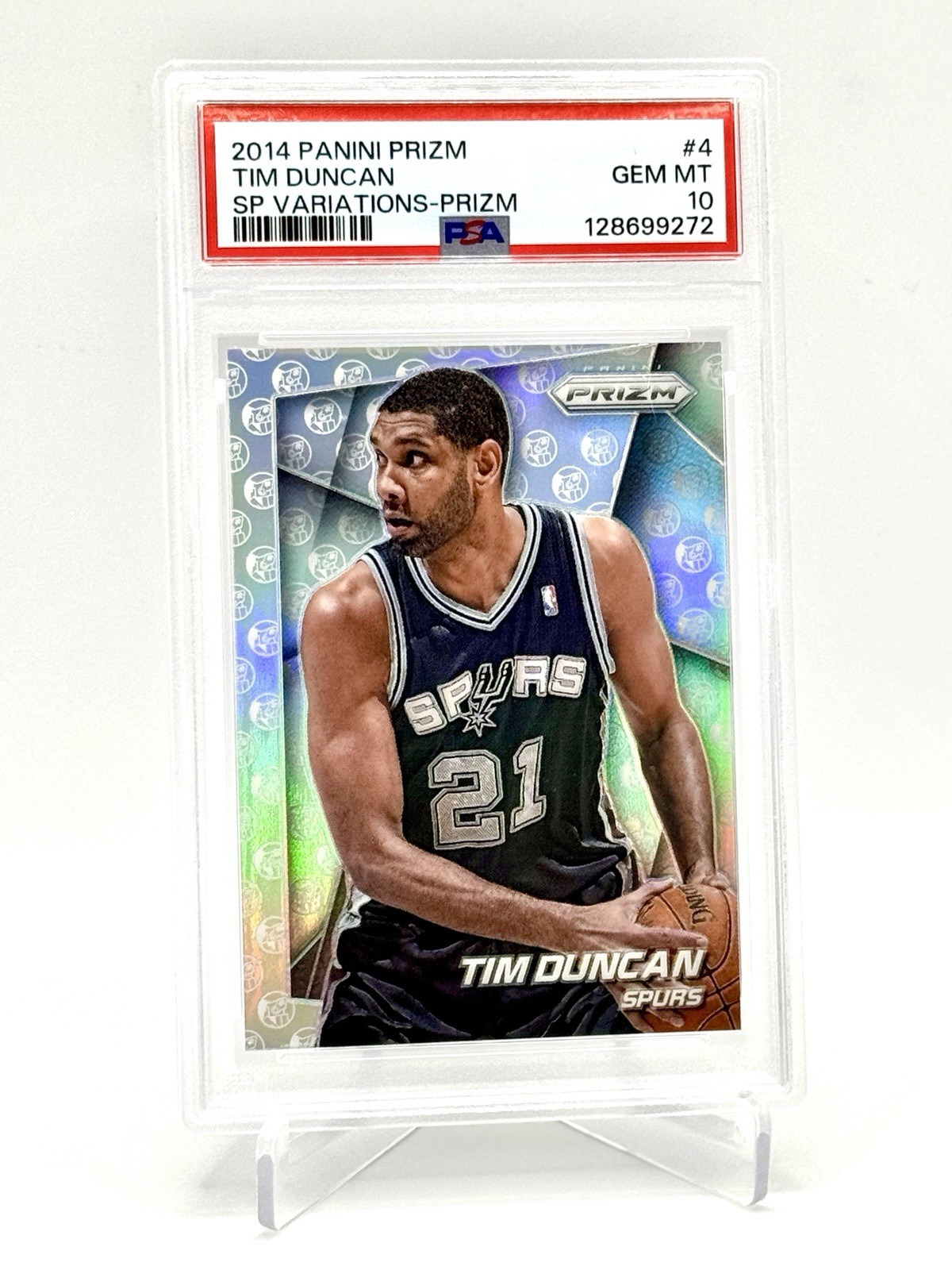 2014-15 Panini Prizm #4 TIM DUNCAN Short Print Variation Silver Prizm PSA 10 Gem