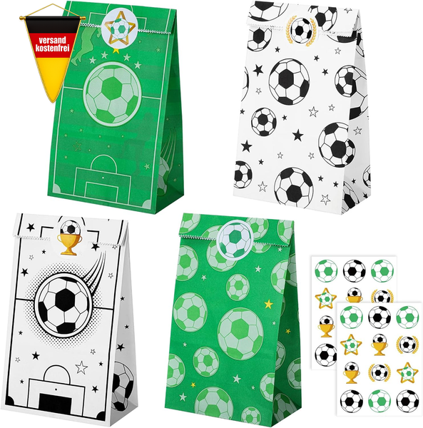 PapiertüTen FußBall Kindergeburtstag 20 StüCk Mit Aufklebern Und 4 Stilen-image