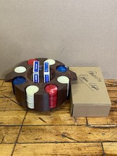 Vintage Bakelite Poker Chips Red Blue White Swirl 197 Pieces w/ Caddy  Cards