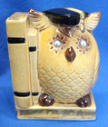 VTG MCM CERAMIC GOOGLE EYED OWL BOOKENDS  5" TALL — photo 3