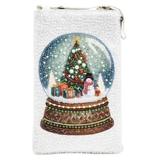 BAMBOO TRADING HAND BEADED CHRISTMAS SNOWGLOBE CLUB CELLPHONE CROSSBODY WRISTLET